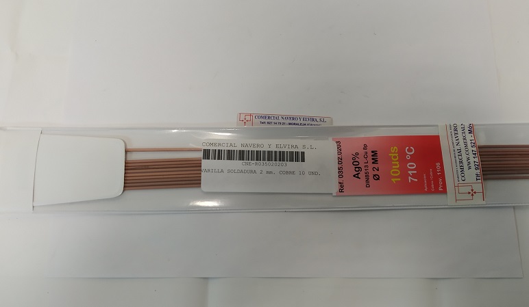 Imagen VARILLA SOLDADURA 2 mm. COBRE 10 UNIDADES