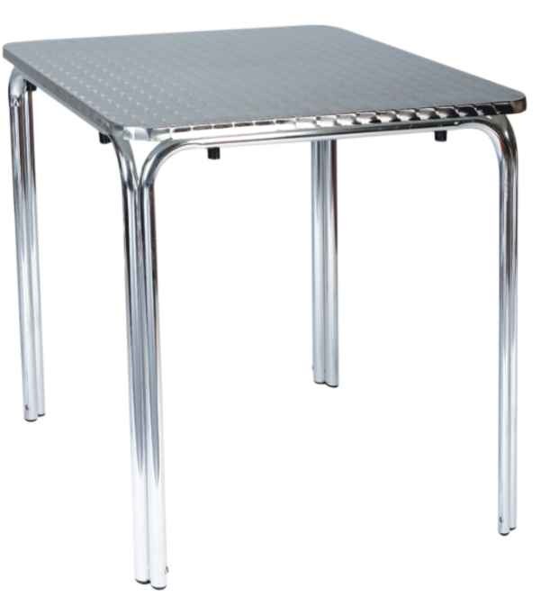 Imagen Mesa 70X70 Armazon aluminio doble tubo. Tablero acero Inox 