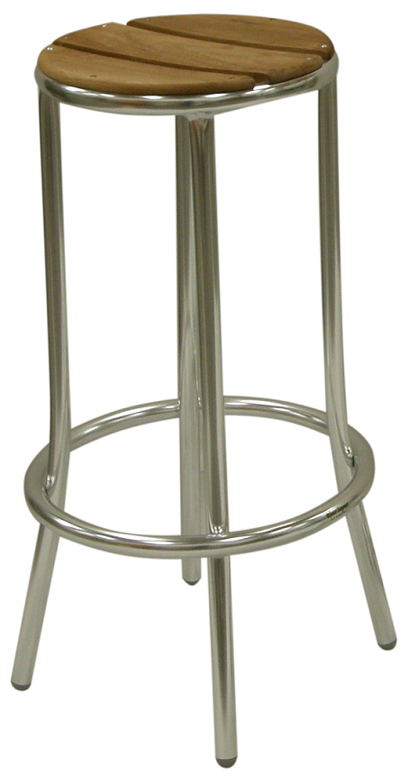 Imagen Taburete armazon tubo de aluminio. Asiento lamas madera