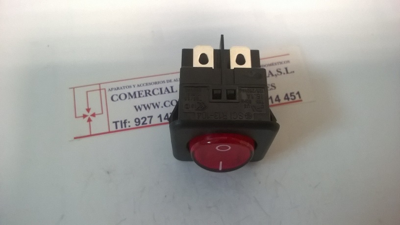 Imagen Interruptor Rojo 26,5 X 26,5 mm. 4 terminales