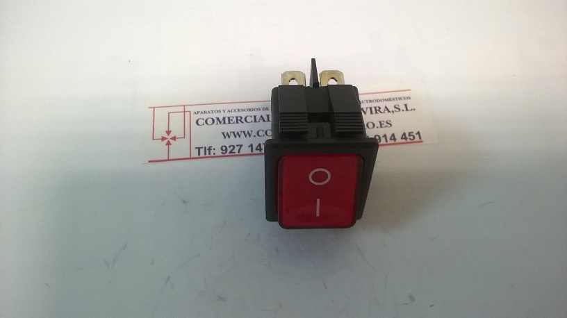 Imagen Interruptor Pulsador Rojo 30 X 22 mm. 16 A. 4 terminales 