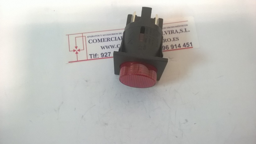 Imagen Interruptor Pulsador Rojo 25 mm. 16 A. 4 terminales