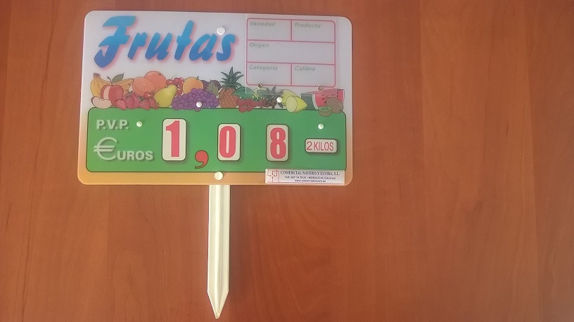 Imagen Cartel porta precios frutería con ruedas 22 X 14 Cm. 