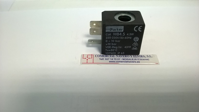 Imagen Bobina Parker WB4,5. 230 V. 31X33X14mm. diametro 10 mm.