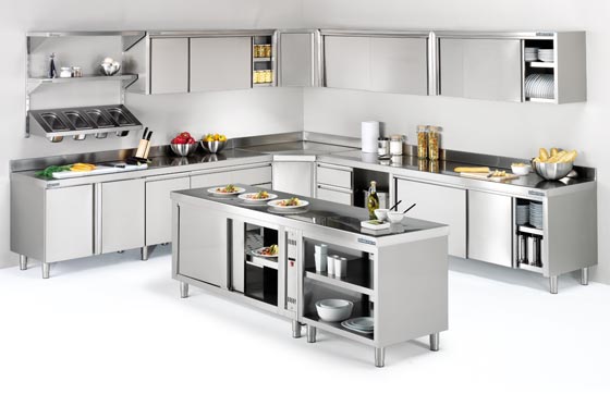 Imagen Conjunto de muebles neutro cocina de acero inox