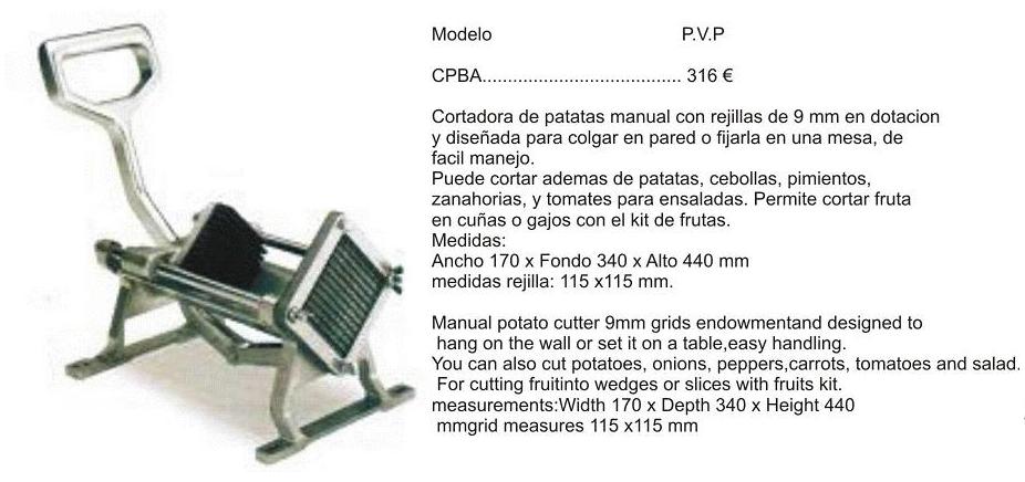 Imagen Cortadora manual de patatas y hortalizas sobre mespa o pared