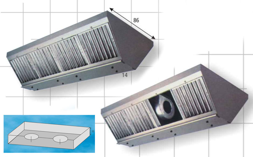 Imagen Campanas modulo central con filtros acero inox.