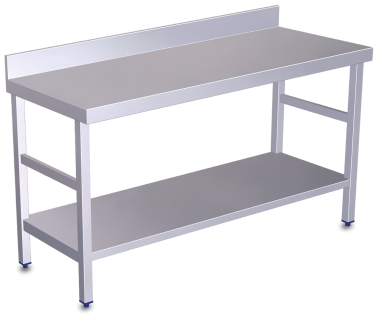 Imagen Mesa mural acero Inox. Con entrepaño de 150 X 70 X 85 Cm.